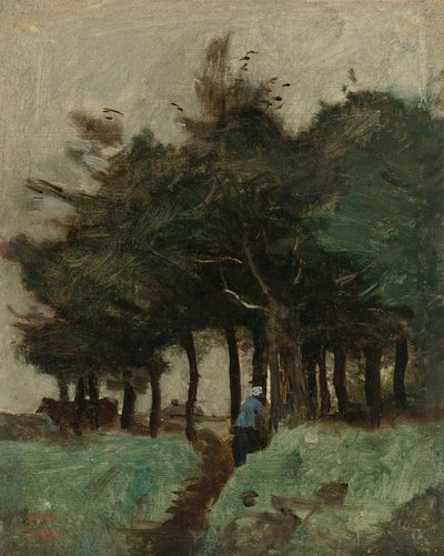 Boulogne-Sur-Mer, hol pad omgeven door bomen door Jean Baptiste Camille Corot